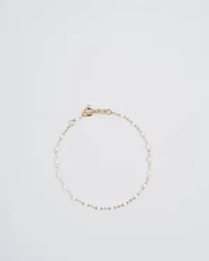 white bead bracelet  - yellow gold