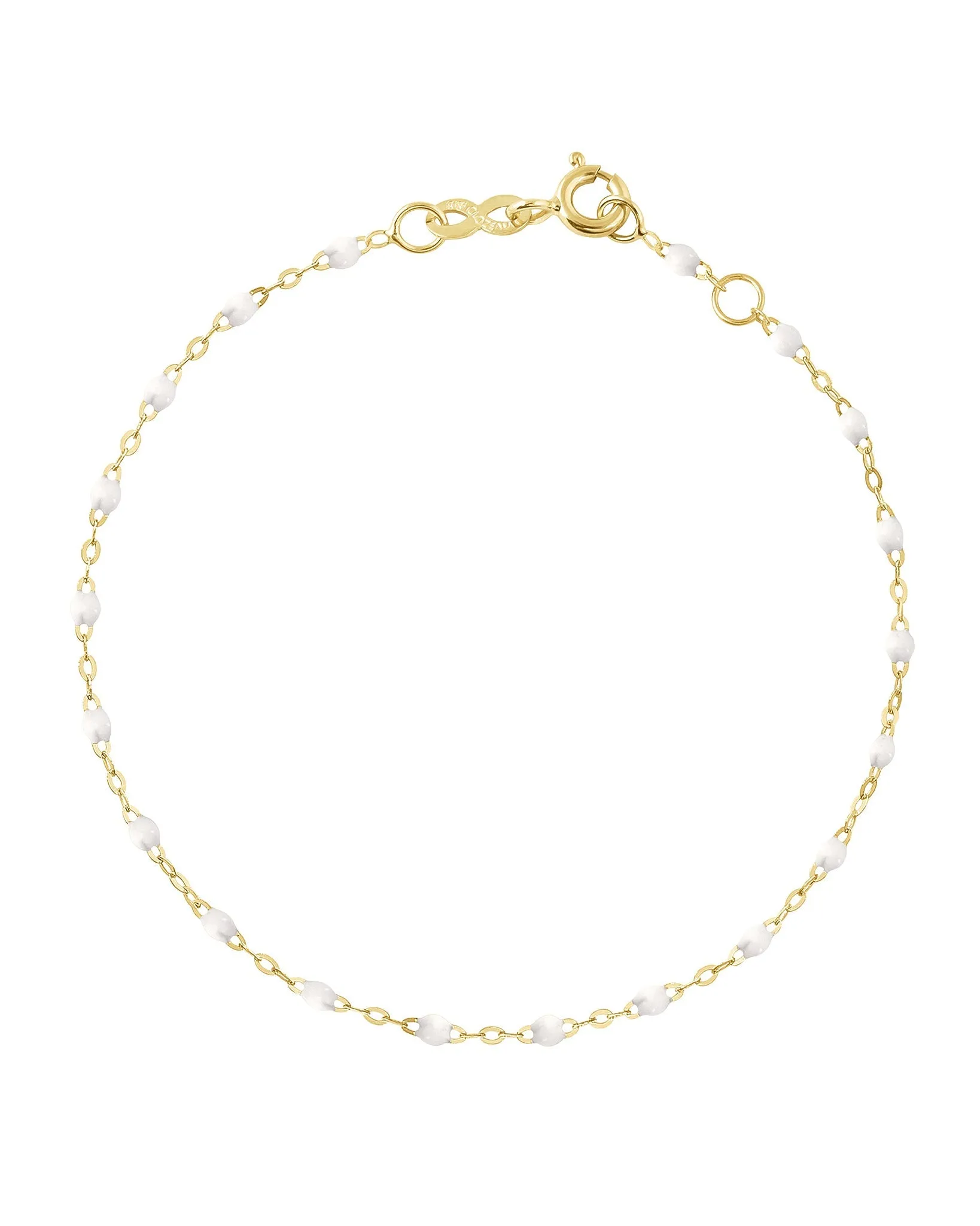 white bead bracelet  - yellow gold