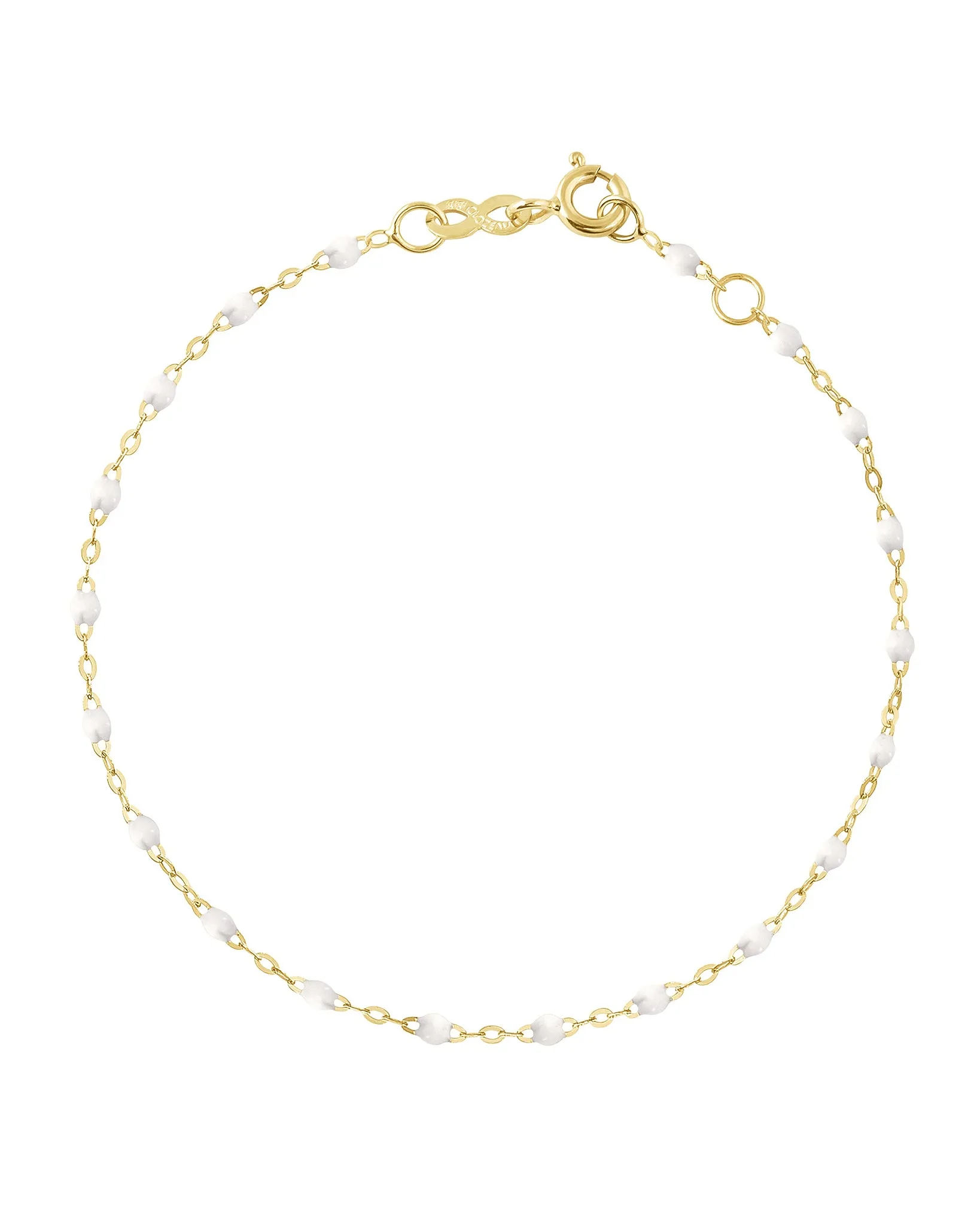 white bead bracelet  - yellow gold