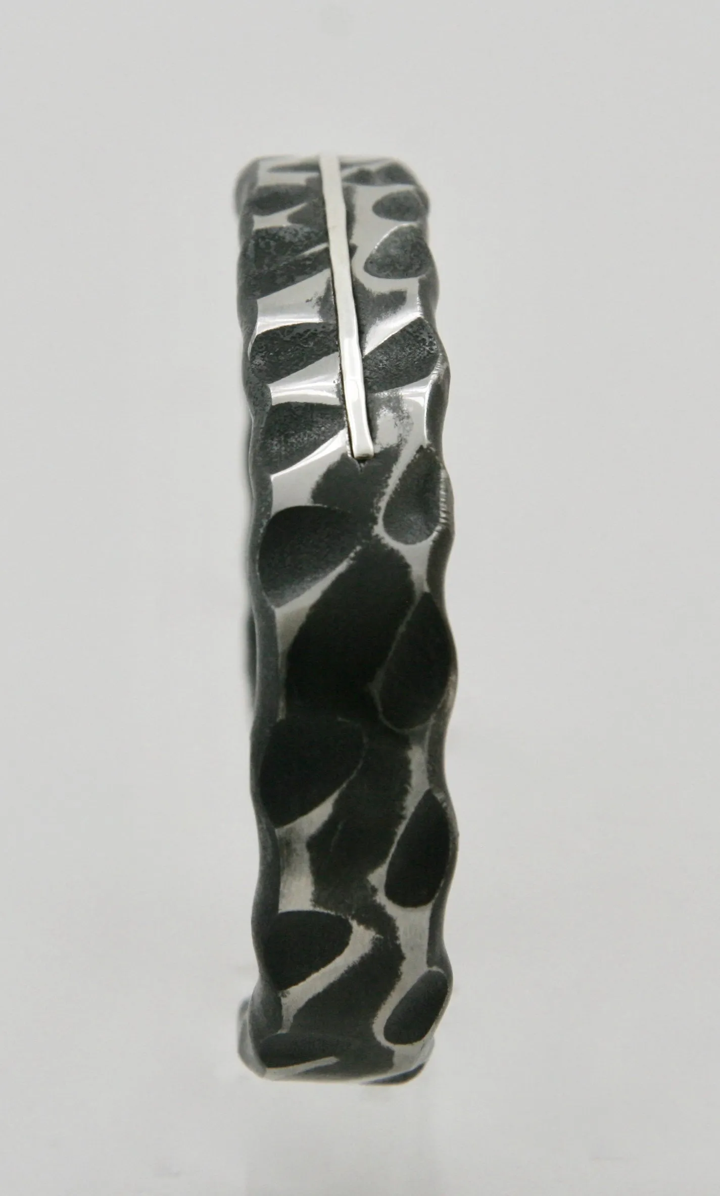 Wide Random Pattern Cuff Bracelet with Sterling Silver Inlay: Men & Women