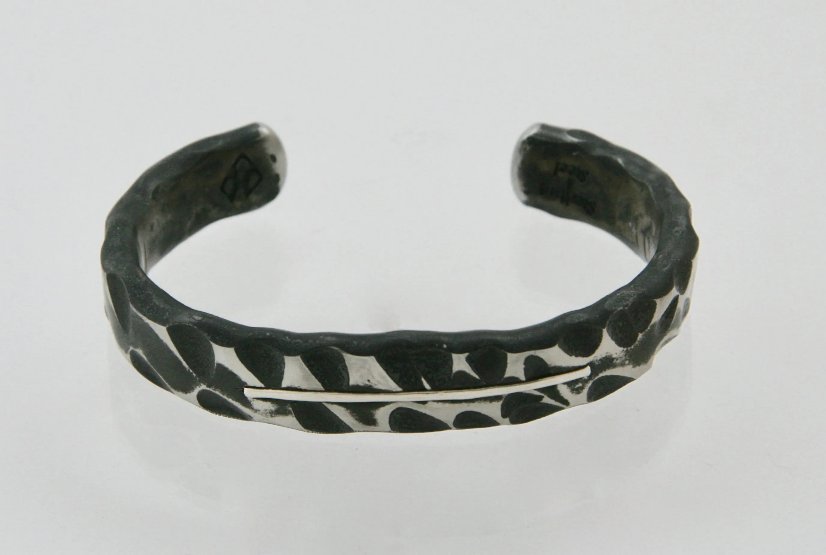 Wide Random Pattern Cuff Bracelet with Sterling Silver Inlay: Men & Women