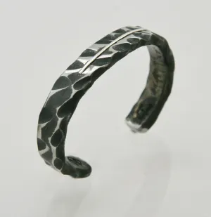 Wide Random Pattern Cuff Bracelet with Sterling Silver Inlay: Men & Women