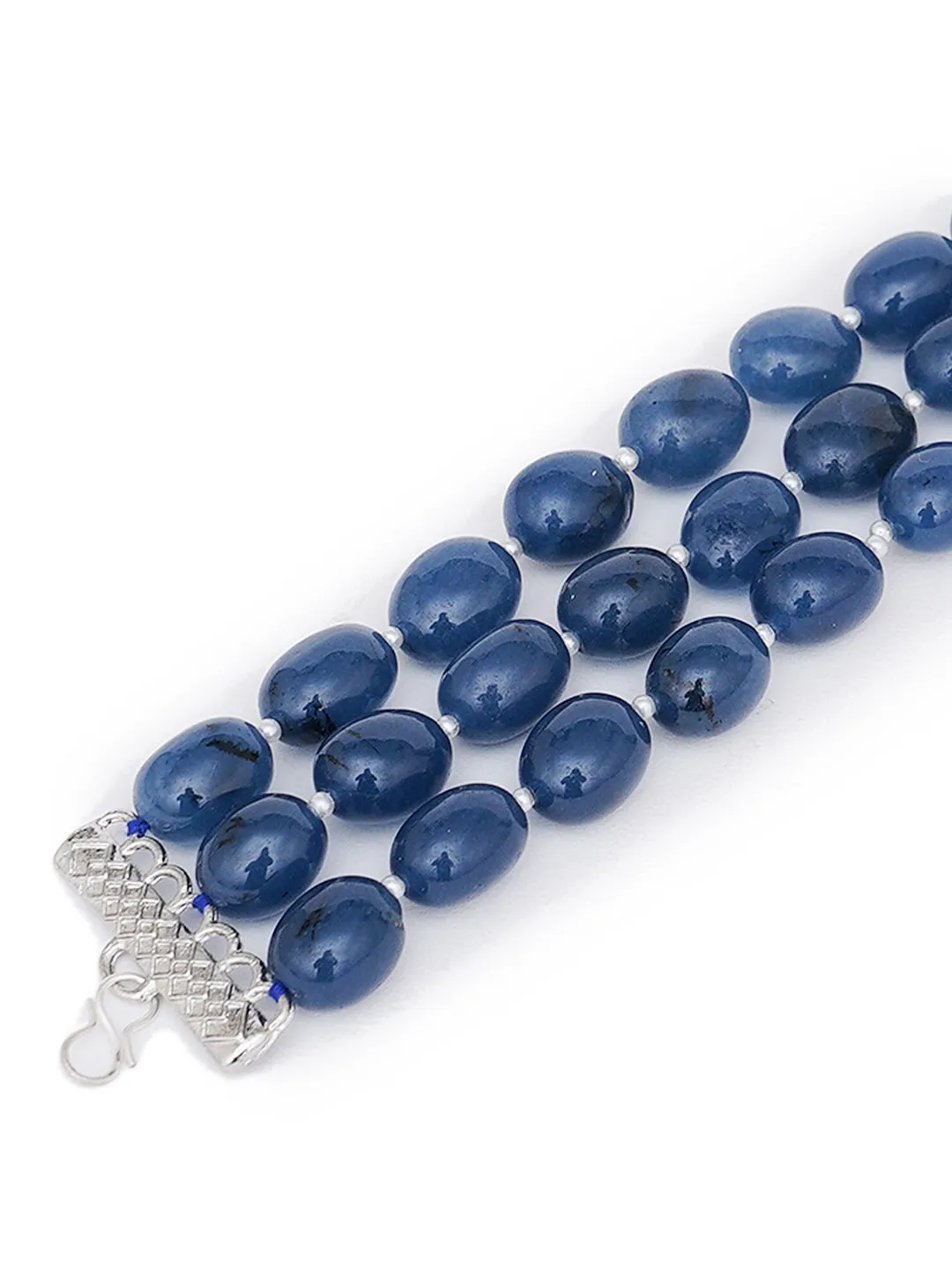 Women Blue Kundan Silver-Plated Multistrand Bracelet