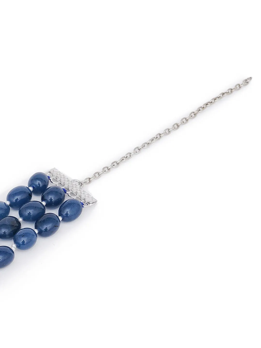 Women Blue Kundan Silver-Plated Multistrand Bracelet