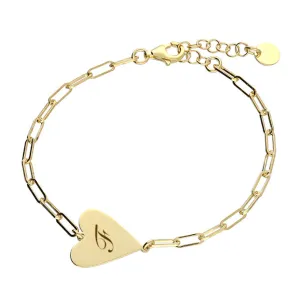 Womens chain heart personalised bracelet Gold
