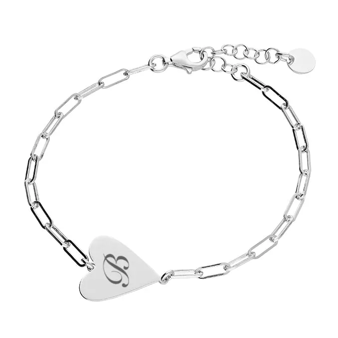 Womens chain heart personalised bracelet Gold